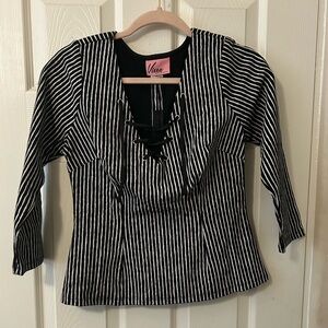 Vixen by Micheline Pitt Miss Kitty Lace-Up Blouse Medium